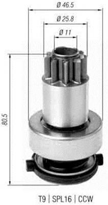 Roda-livre do motor de arranco 940113020385 Magneti Marelli