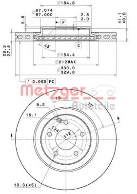 25139 Metzger диск тормозной передний