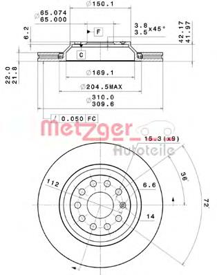 Тормозные диски 25084 Metzger