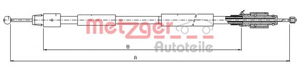 10.7630 Metzger cabo traseiro direito/esquerdo do freio de estacionamento