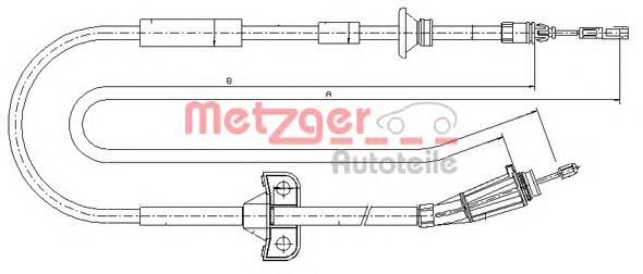 108065 Metzger cabo traseiro direito/esquerdo do freio de estacionamento