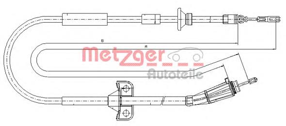 Задний трос ручника 108185 Metzger