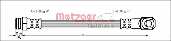 Шланг тормозной передний 4114050 Metzger
