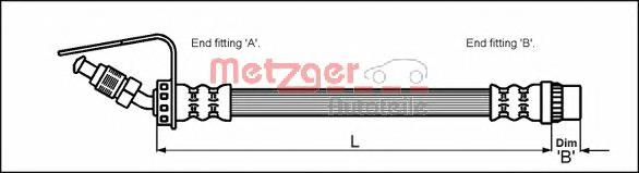 4114761 Metzger mangueira do freio dianteira