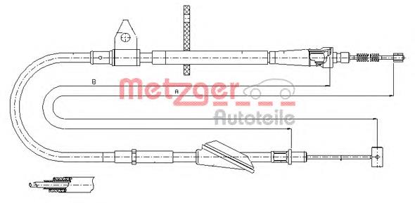 Задний правый трос ручника 115743 Metzger