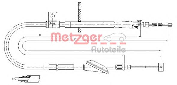 Задний правый трос ручника 115741 Metzger