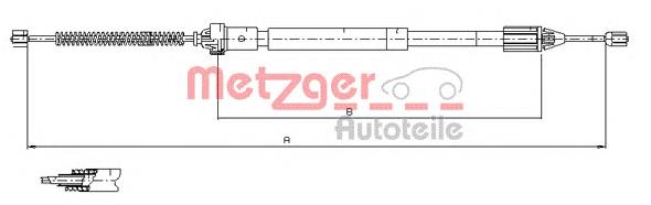 Задний правый трос ручника 116597 Metzger