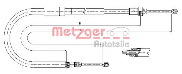 Задний правый трос ручника 116663 Metzger