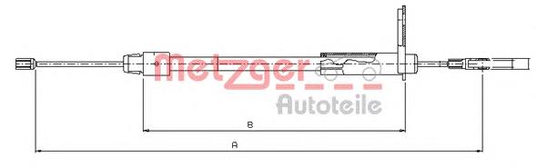 109434 Metzger трос ручного тормоза задний левый