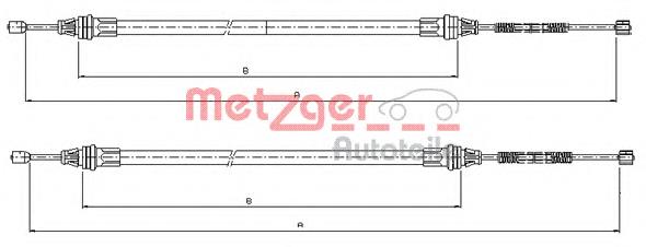 109336 Metzger cabo traseiro direito/esquerdo do freio de estacionamento