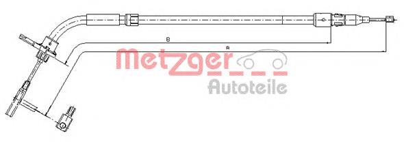 10.9333 Metzger cabo do freio de estacionamento traseiro esquerdo