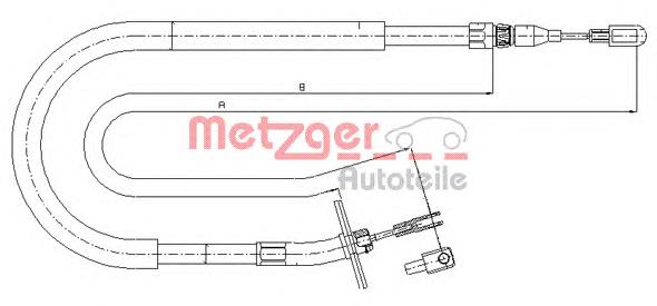 Задний правый трос ручника 109880 Metzger