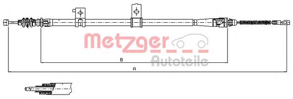 176032 Metzger cabo do freio de estacionamento traseiro esquerdo