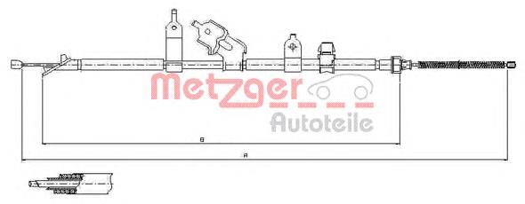 171081 Metzger трос ручного тормоза задний правый