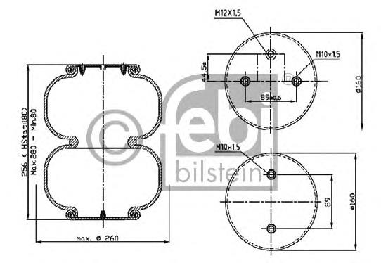 Coxim pneumático (suspensão de lâminas pneumática) do eixo SP552252P06 Sampa Otomotiv‏