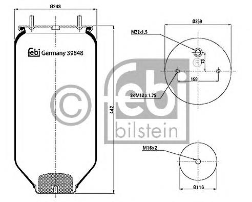 39848 Febi coxim pneumático (suspensão de lâminas pneumática do eixo)