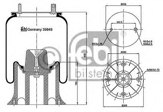 RML 75260 C6 Blacktech coxim pneumático (suspensão de lâminas pneumática do eixo)