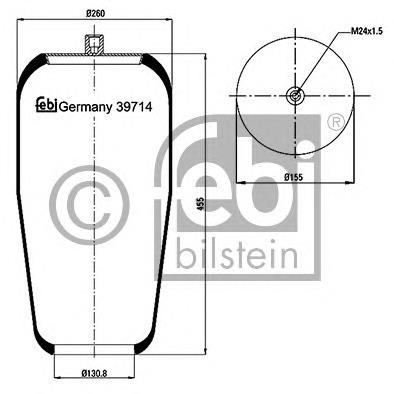 39714 Febi coxim pneumático (suspensão de lâminas pneumática do eixo dianteiro)