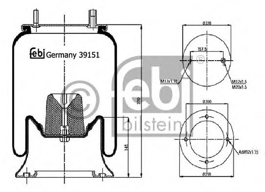 RML752675 Blacktech coxim pneumático (suspensão de lâminas pneumática do eixo)