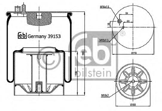 39153 Febi coxim pneumático (suspensão de lâminas pneumática do eixo)