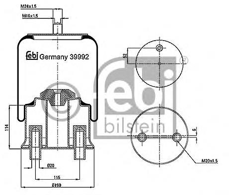 Coxim pneumático (suspensão de lâminas pneumática) do eixo dianteiro A9423204521 Mercedes