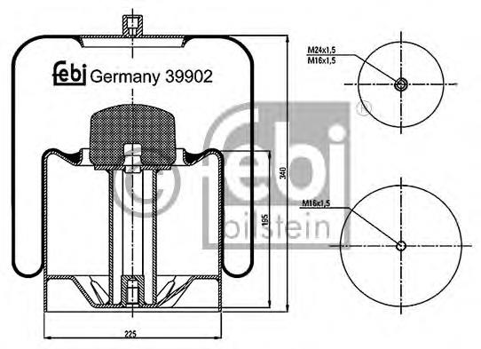 Coxim pneumático (suspensão de lâminas pneumática) do eixo SP554838K Sampa Otomotiv‏