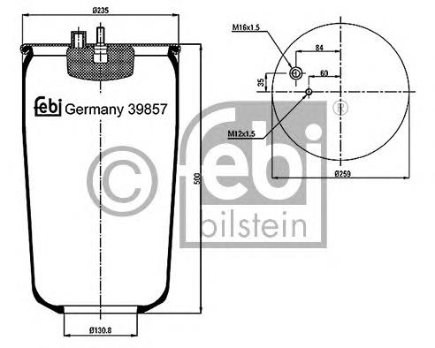 Coxim pneumático (suspensão de lâminas pneumática) do eixo traseiro 366406 Diesel Technic