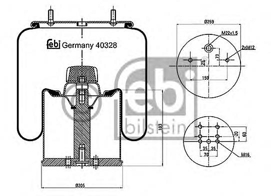 40328 Febi coxim pneumático (suspensão de lâminas pneumática do eixo)