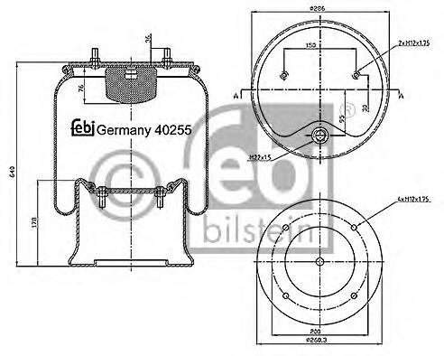 40255 Febi coxim pneumático (suspensão de lâminas pneumática do eixo)