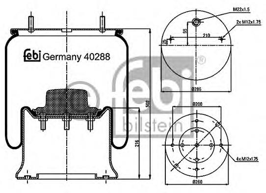 40288 Febi coxim pneumático (suspensão de lâminas pneumática do eixo)