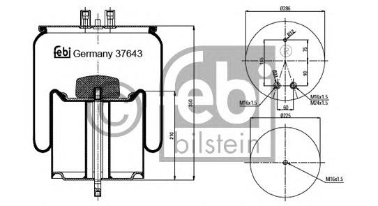 37643 Febi coxim pneumático (suspensão de lâminas pneumática do eixo traseiro)