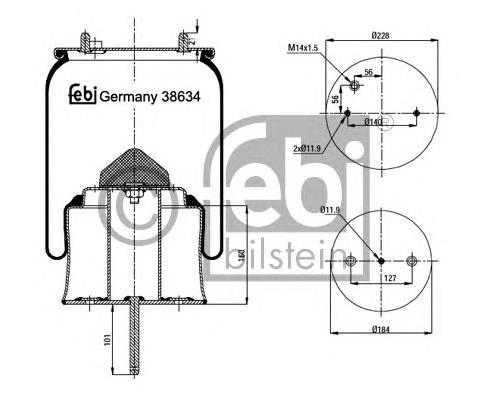 Пневморессора моста Blacktech RML70306C