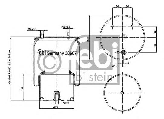 Coxim pneumático (suspensão de lâminas pneumática) do eixo traseiro 510244 Diesel Technic