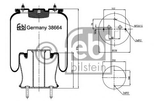 38664 Febi coxim pneumático (suspensão de lâminas pneumática do eixo traseiro)