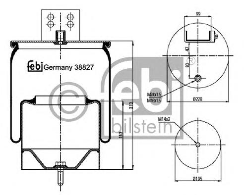 38827 Febi coxim pneumático (suspensão de lâminas pneumática do eixo)