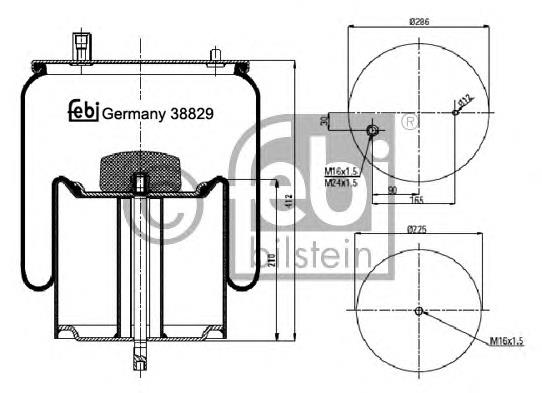 38829 Febi coxim pneumático (suspensão de lâminas pneumática do eixo traseiro)