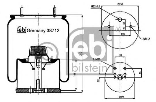 38712 Febi coxim pneumático (suspensão de lâminas pneumática do eixo)