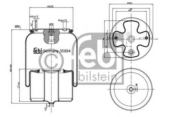 35884 Febi coxim pneumático (suspensão de lâminas pneumática do eixo dianteiro)