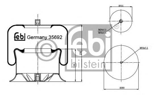 4.80374 Diesel Technic coxim pneumático (suspensão de lâminas pneumática do eixo dianteiro)