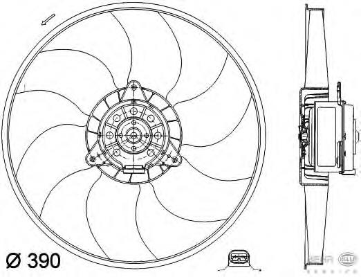 Ventilador elétrico de esfriamento montado (motor + roda de aletas) Renault Laguna 1 B56, 556