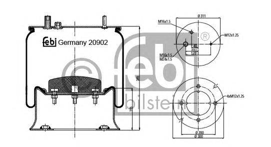 084.073-71 PE Automotive coxim pneumático (suspensão de lâminas pneumática do eixo traseiro)