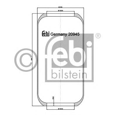 Coxim pneumático (suspensão de lâminas pneumática) do eixo 20945 Febi