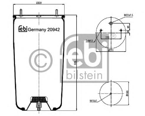 20942 Febi coxim pneumático (suspensão de lâminas pneumática do eixo)