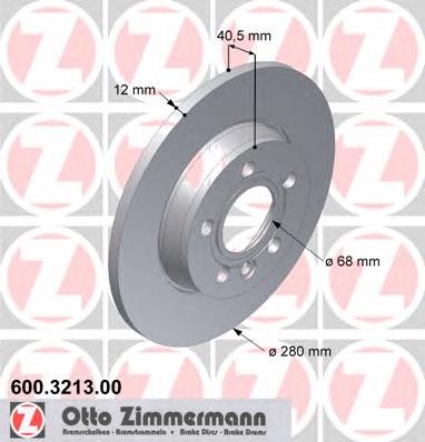 600.3213.00 Zimmermann диск тормозной задний