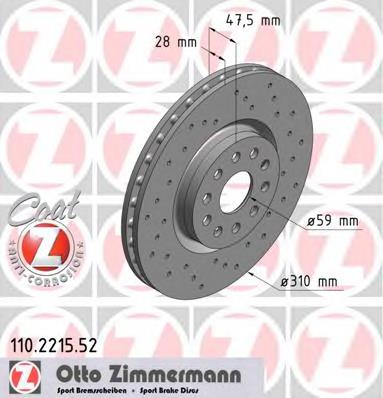 110221552 Zimmermann disco do freio dianteiro