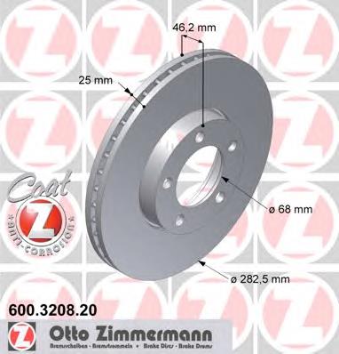600320820 Zimmermann disco do freio dianteiro