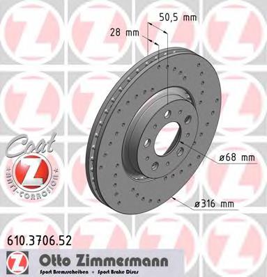 Передние тормозные диски 610370652 Zimmermann