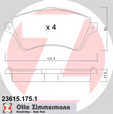 23615.175.1 Zimmermann sapatas do freio dianteiras de disco
