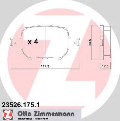 Купить 235261751 Zimmermann Колодки тормозные