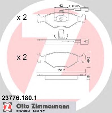 237761801 Zimmermann sapatas do freio dianteiras de disco